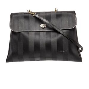 VINTAGE Pequin Fendi Black Striped Shoulder Bag